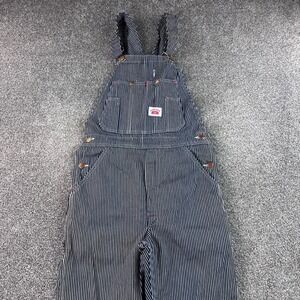 Vintage Round House Hickory Stripe Overalls Mens 28x32 Blue Railroad Engineer